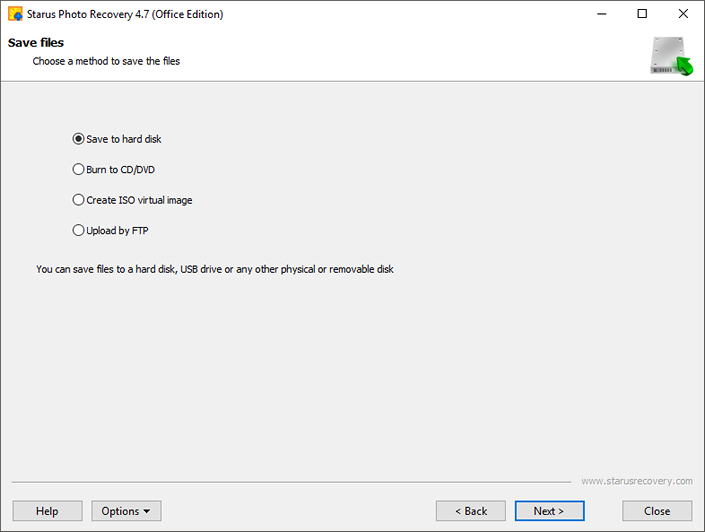 The process of exporting recovered data