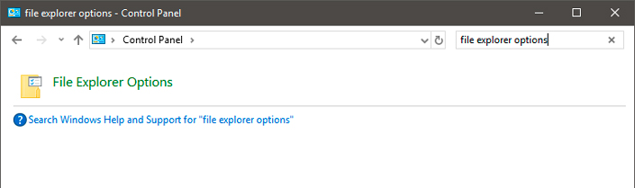 File explorer options - Control Panel