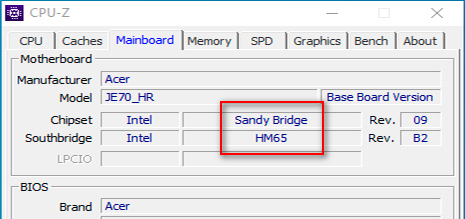 CPU-Z - processor architecture and chipset