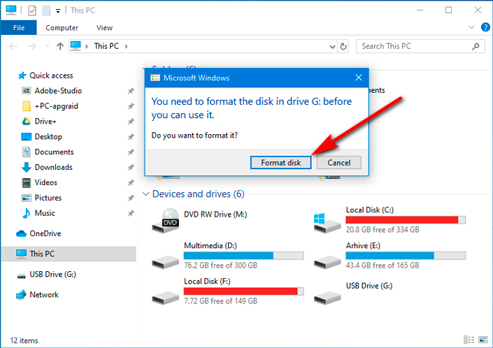 floppy disk not formatted error